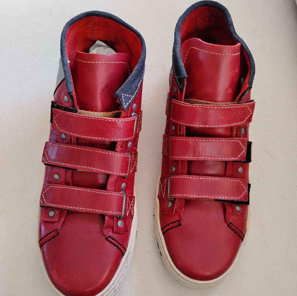 Fly London Leather Ankle Boots | Red & Tan | Made in Portugal | Size 43 / US 10